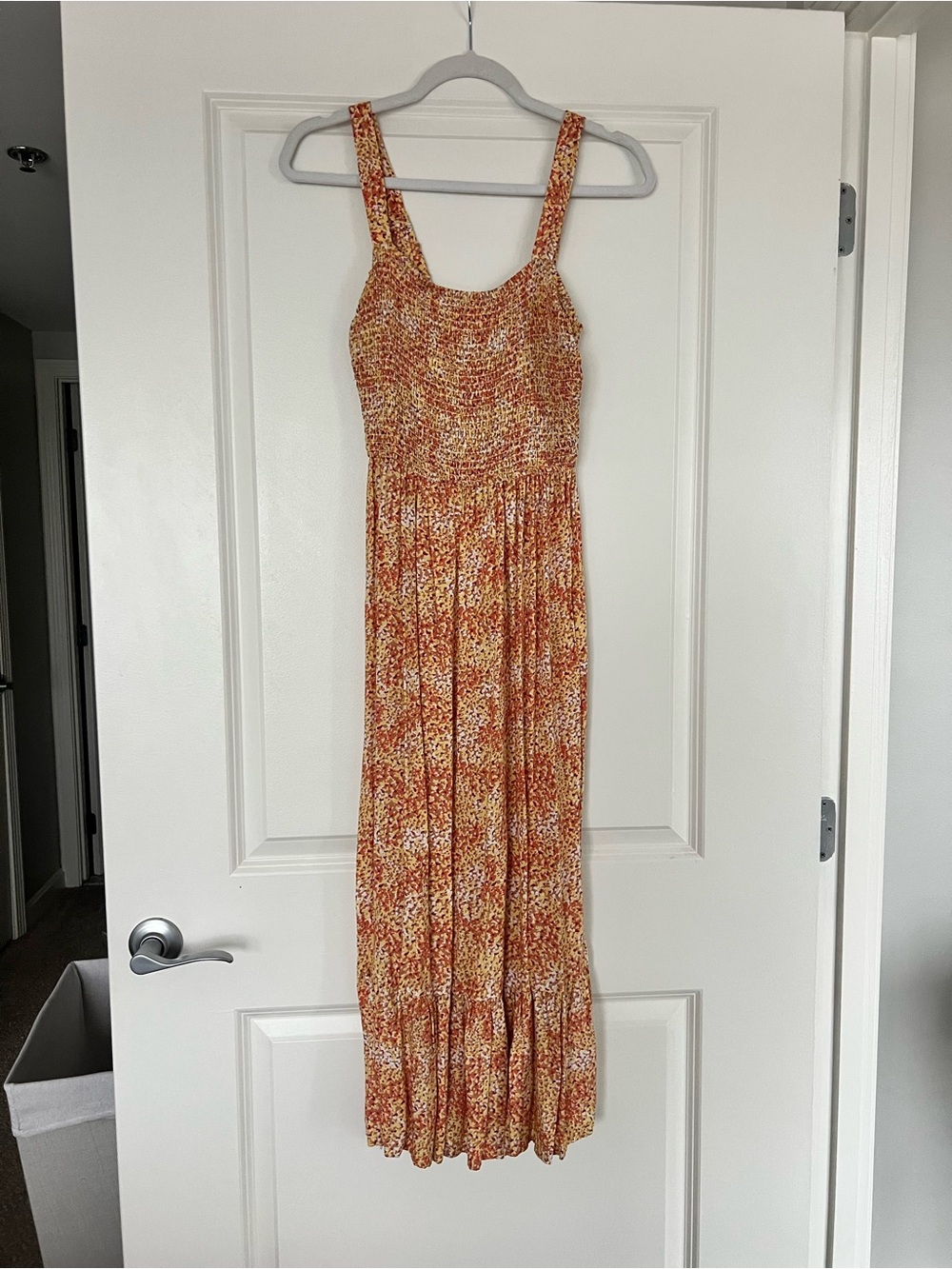 Jessica Simpson Orange Multi Smocked Maxi Dress